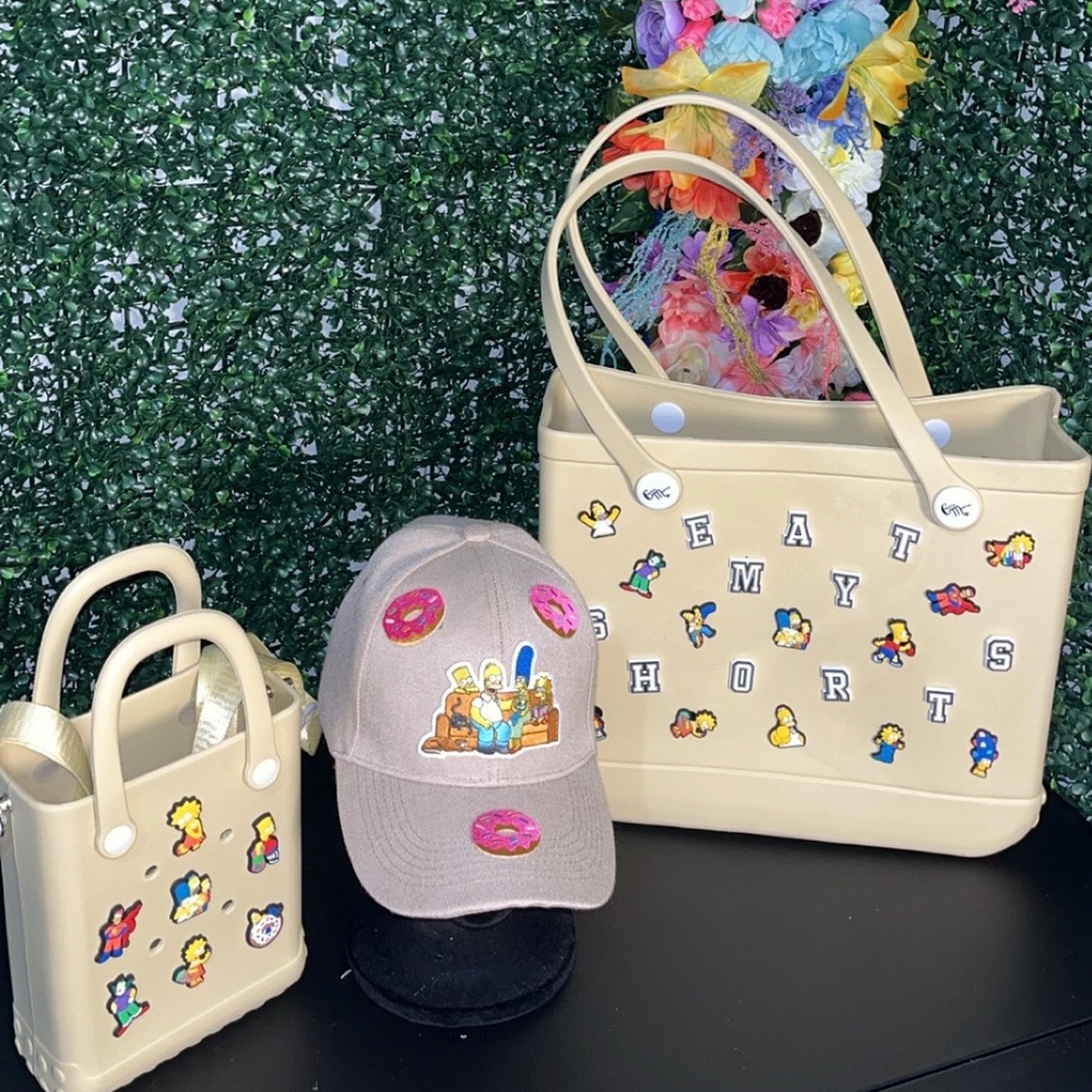 Cream Tote Bag with Fun Graphics The Simpsons Themed Handcrafted